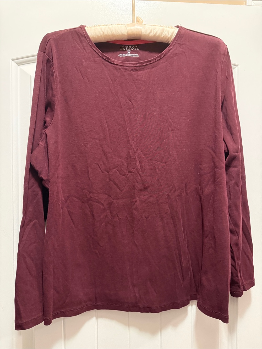 Talbots Long Sleeve Crewneck Top in Burgundy